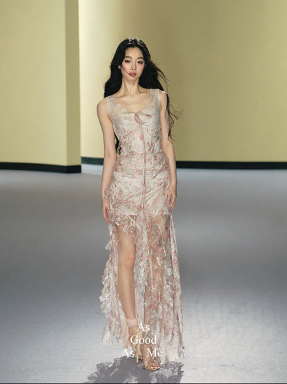 Floral Lace Slip Maxi Dress