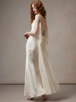 Beige Satin Drape Dress
