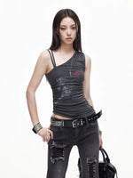 Distressed Asymmetric Tank Top