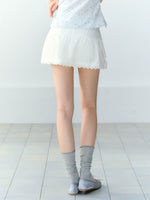 White Cotton Lace A-Line Skirt