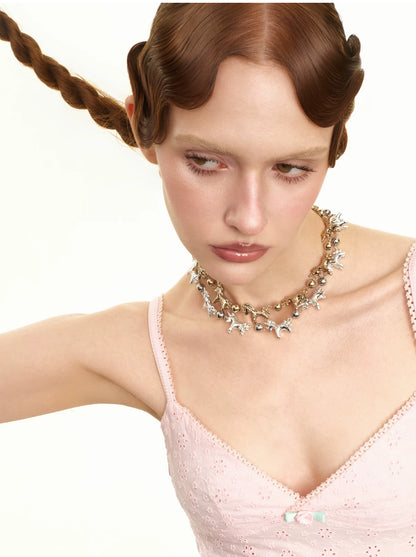 Embossed Pony Clavicle Necklace