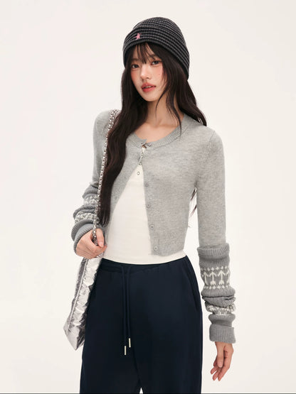 Gray Embroidered Chain Bag