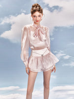 Pink Bow Tie Shirt  & Skort Set
