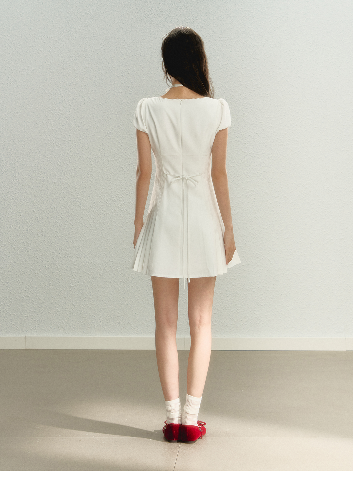 Square Neck Pleated Dress