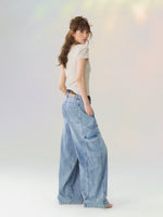 Multi-Pocket Cargo Wide-Leg Jeans