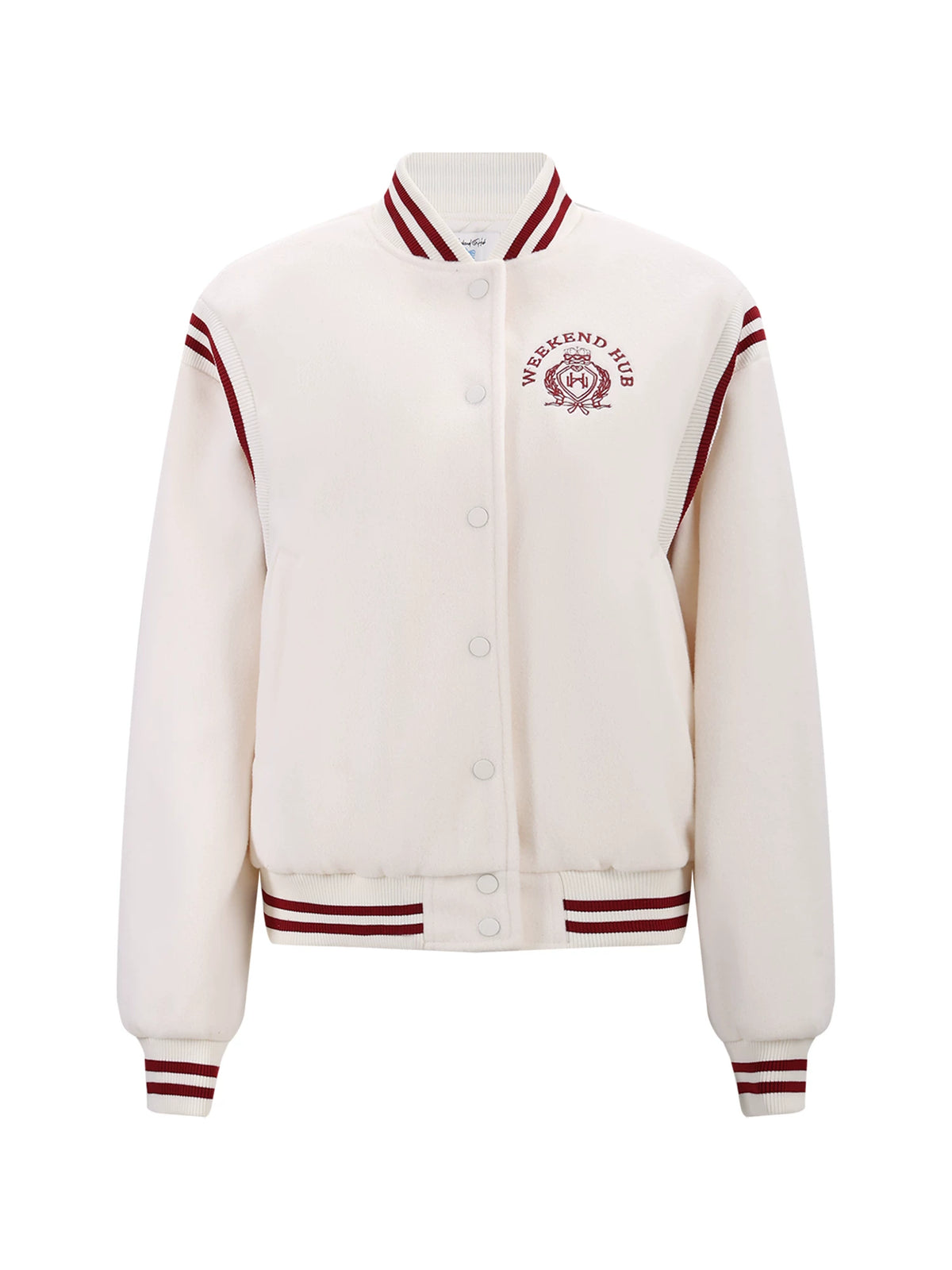 White Contrast Varsity Jacket