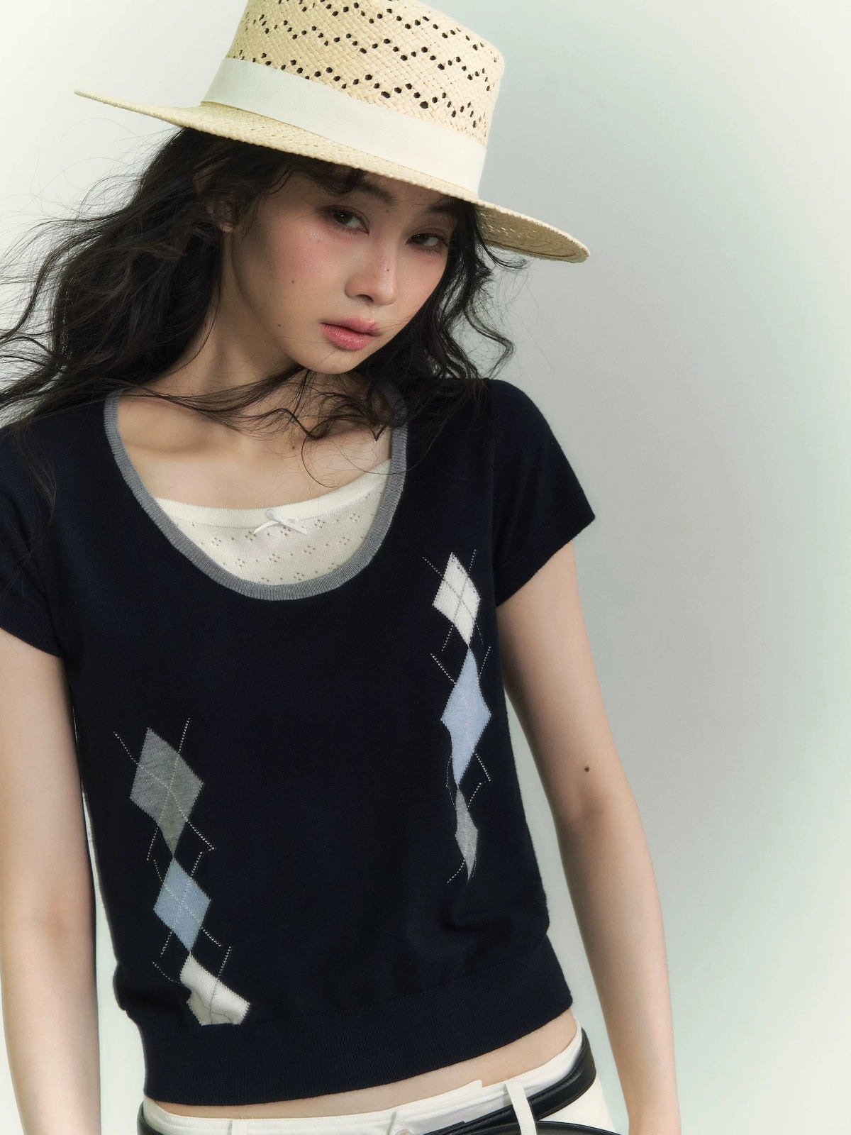 Argyle Layered Short Tee