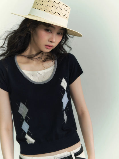 Argyle Layered Short Tee