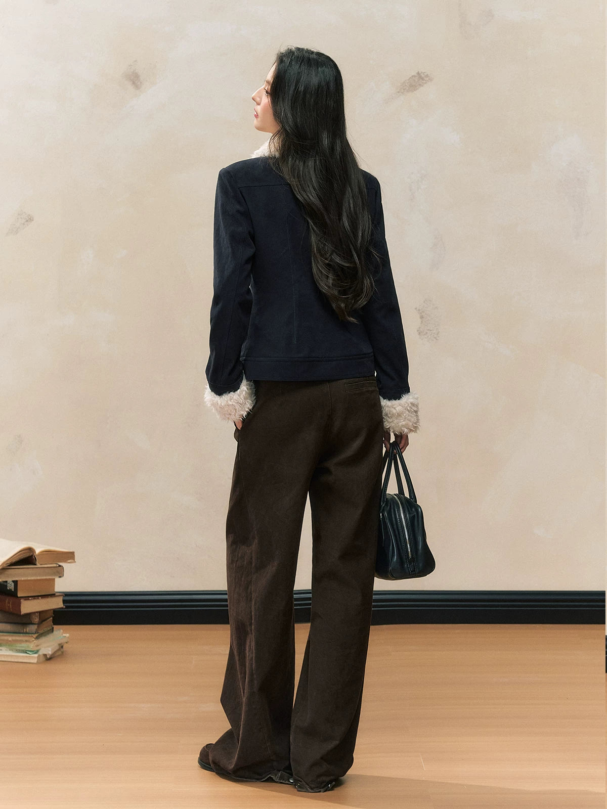 Navy Fur Collar Jacket