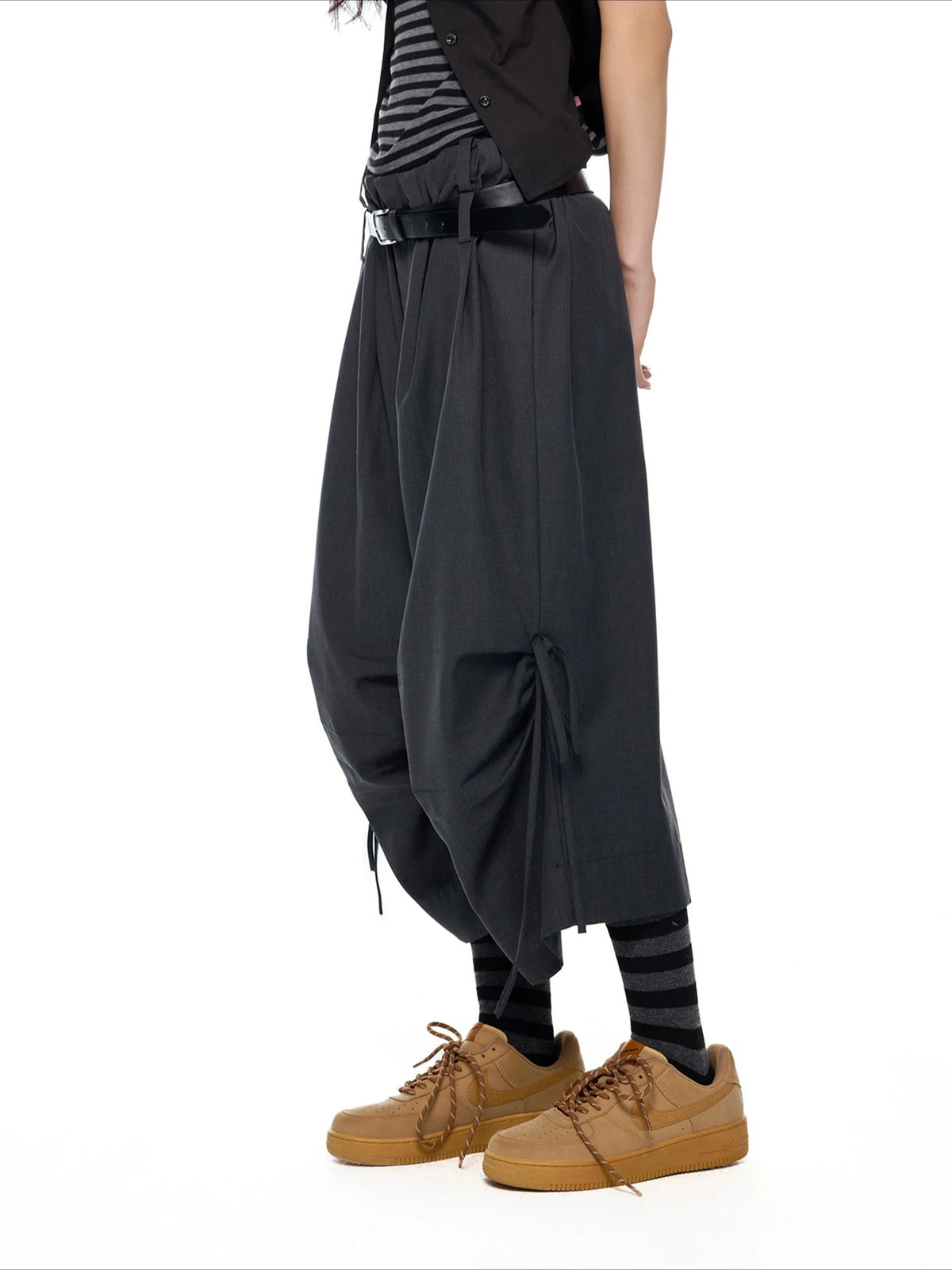 Drawstring Pleated Culottes