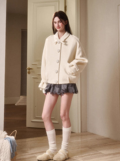 Fluffy Snow Wool Twill Cut Jacket