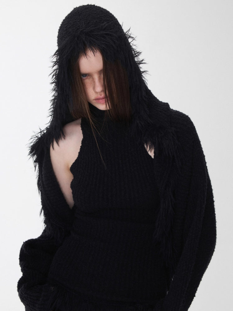 Hooded Faux Fur Knit Set