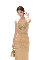 Gold Halter Sequin Dress