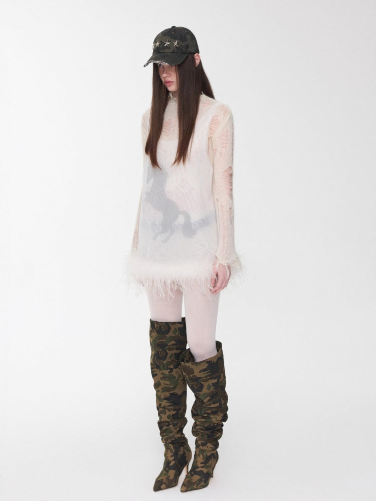 Ostrich Hem Mesh Tank