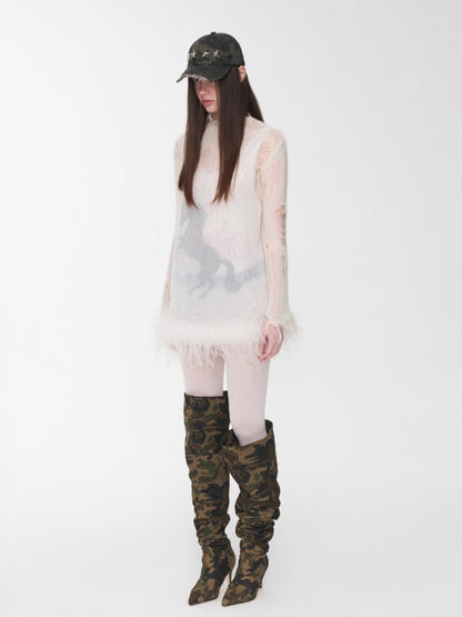 Ostrich Hem Mesh Tank