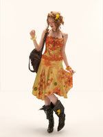 Sunset Floral Halter Midi Dress