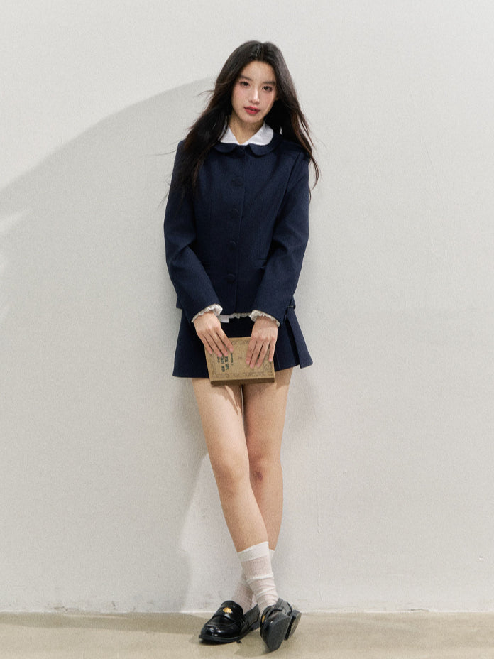 Navy Blue College-style Suit