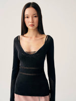 Hollow Knit Long Sleeve Top