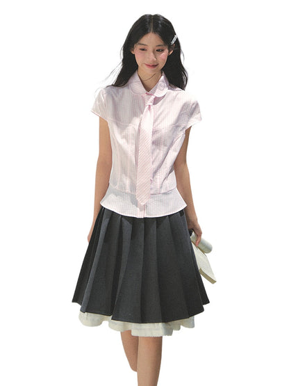 Pink Checkered Colorful Button Tie Shirt