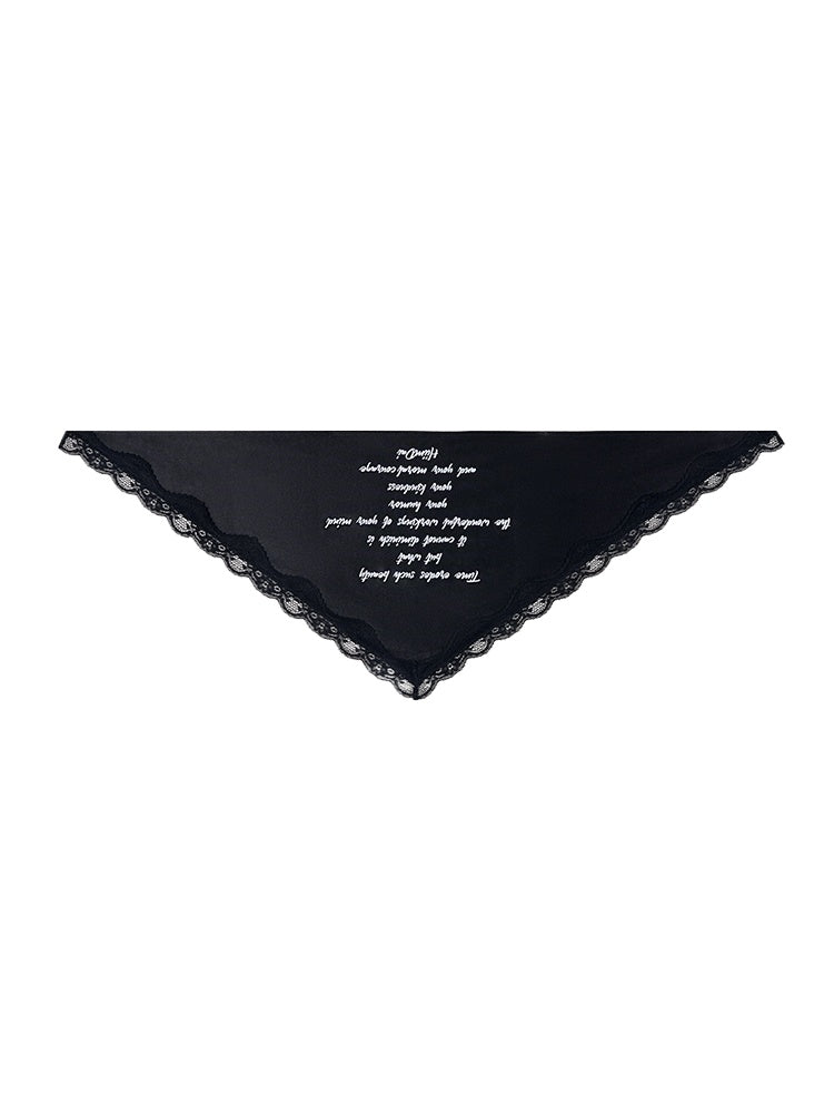 Lace-Trimmed Silk Feel Headband Triangle Scarf