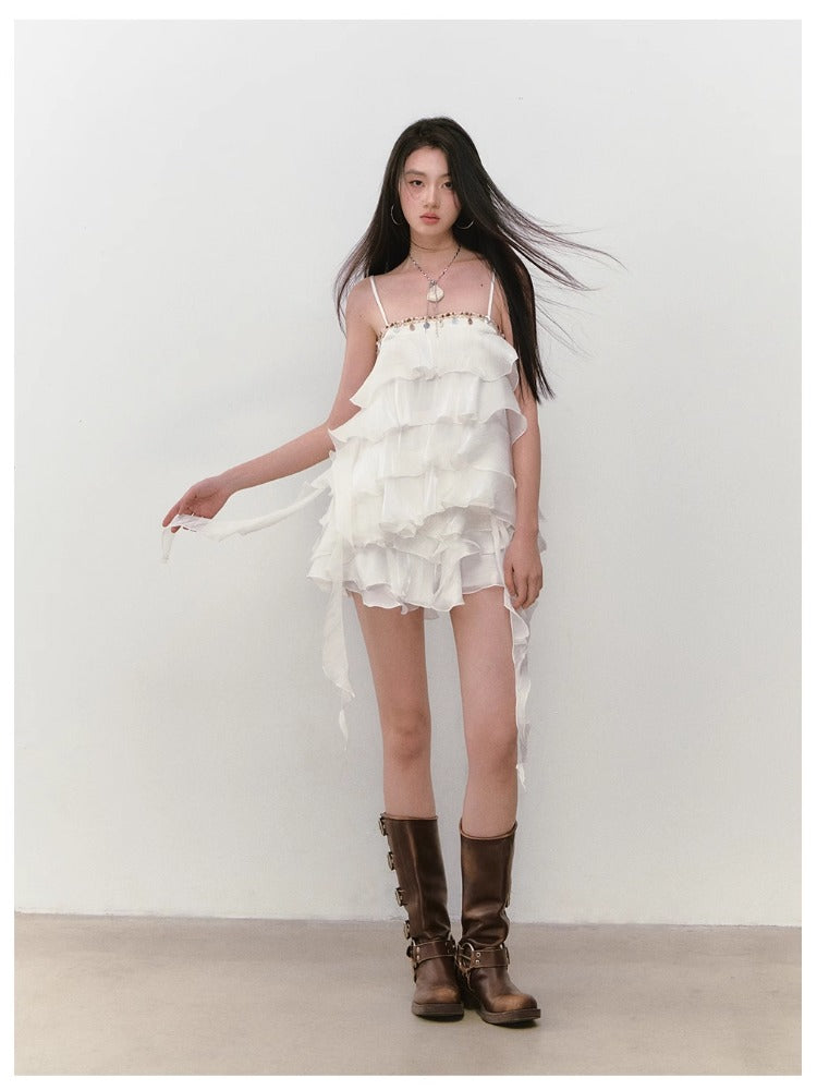 Ribbon-Strap Cake Top &amp; Skirt Set