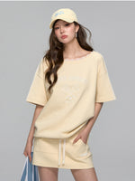 Cream-colored Embroidered Visor Cap
