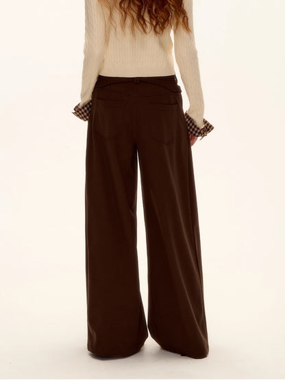 Pleated Tie Wide-Leg Pants