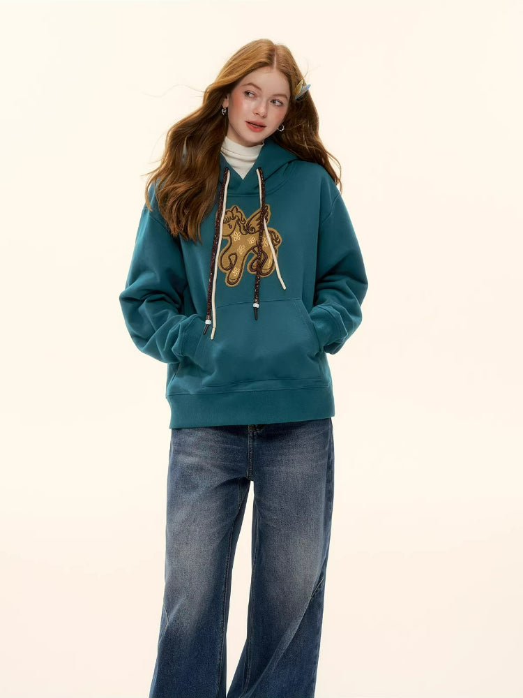 Pony Embroidery Fleece Hoodie