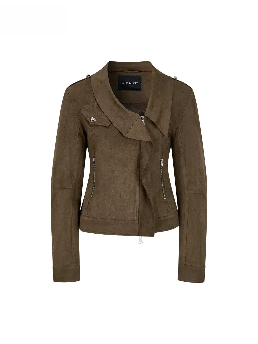 Brown Asymmetric Suede Jacket
