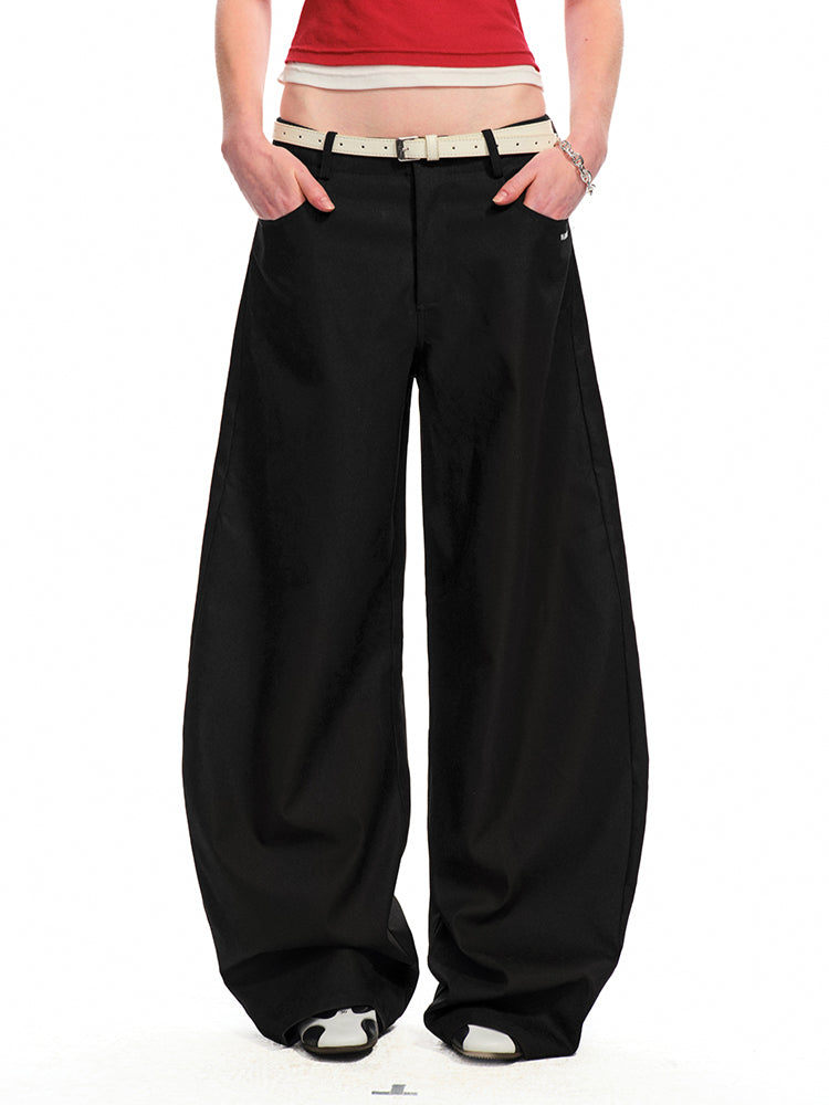 Low-Rise Slim-Fit Loose Wide-Leg Pants