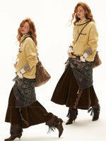Vintage Velvet A Line Maxi Skirt