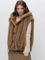 Vintage Hooded Faux Fur Vest