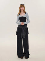 Ballet Contrast U Neck Layered Top