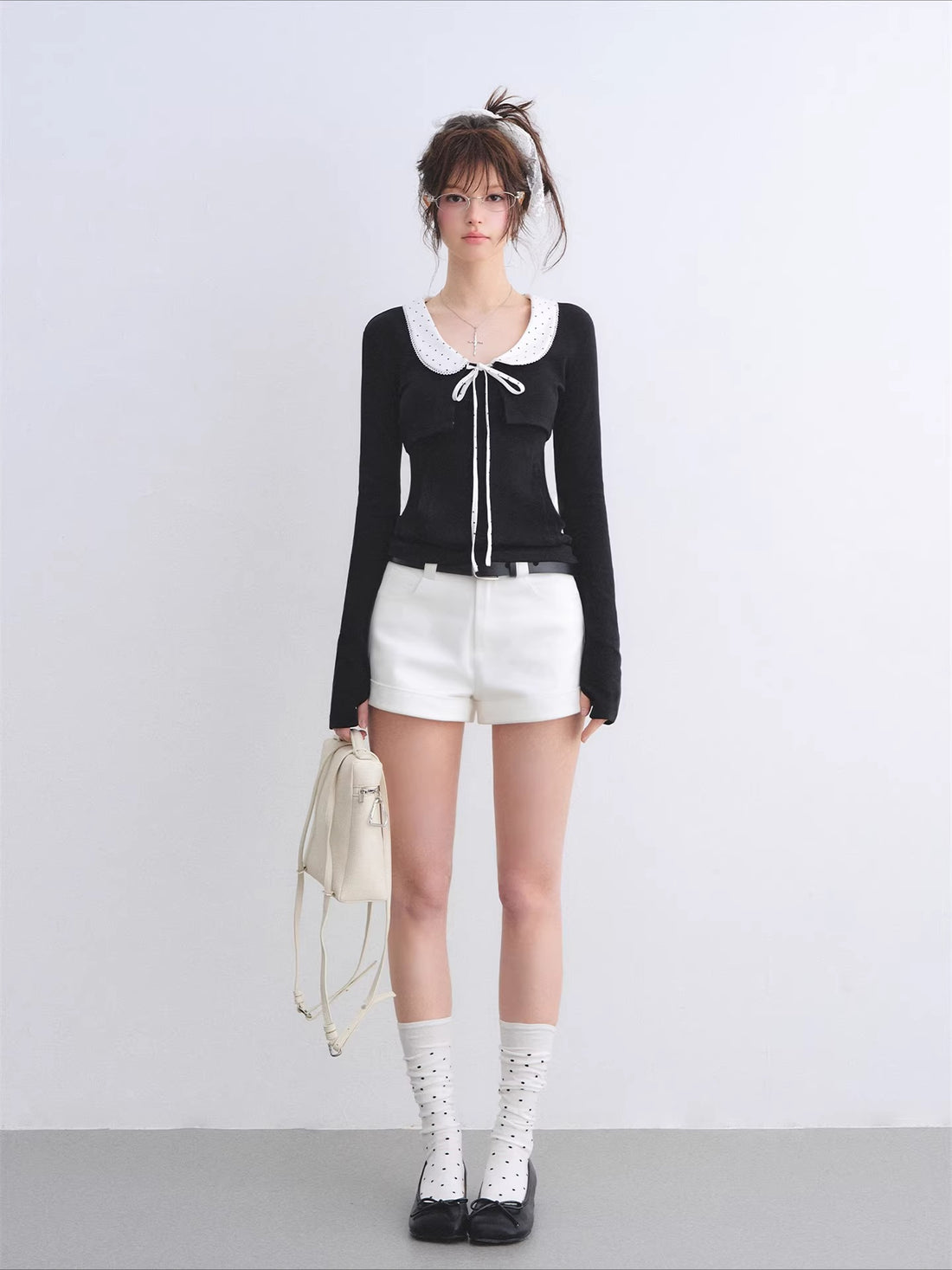 Belted Straight Denim Shorts