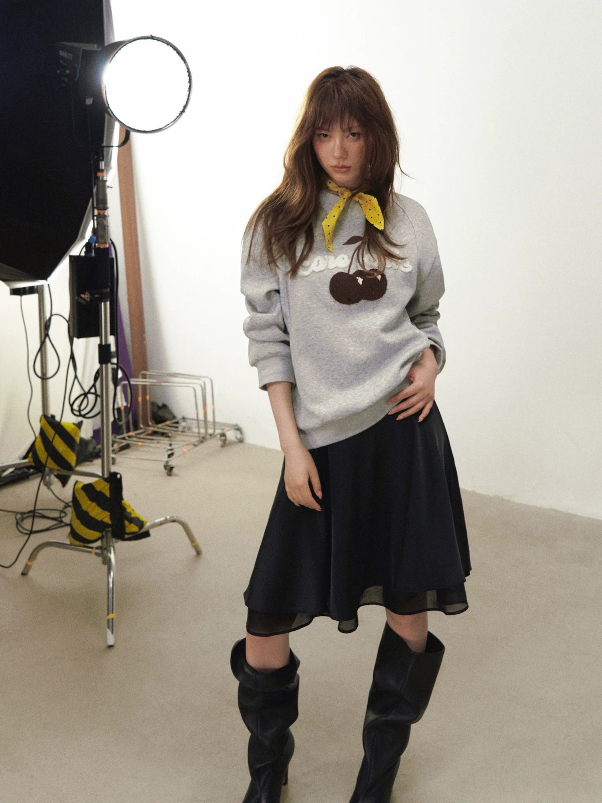 Relaxed Cherry Letter Hoodie