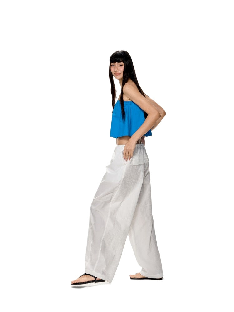 Blue &amp; Green Backless Drawstring Bandeau Top
