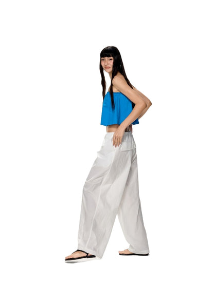 Blue &amp; Green Backless Drawstring Bandeau Top