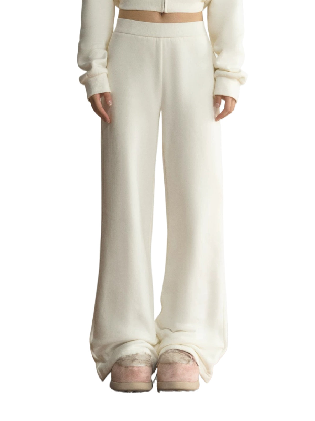 High Waist Fleece-Lined Straight-Leg Pants