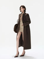 Double-Breasted Lapel Wool Long Coat