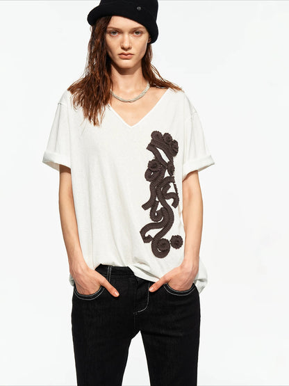 Rosette V-Neck Tee