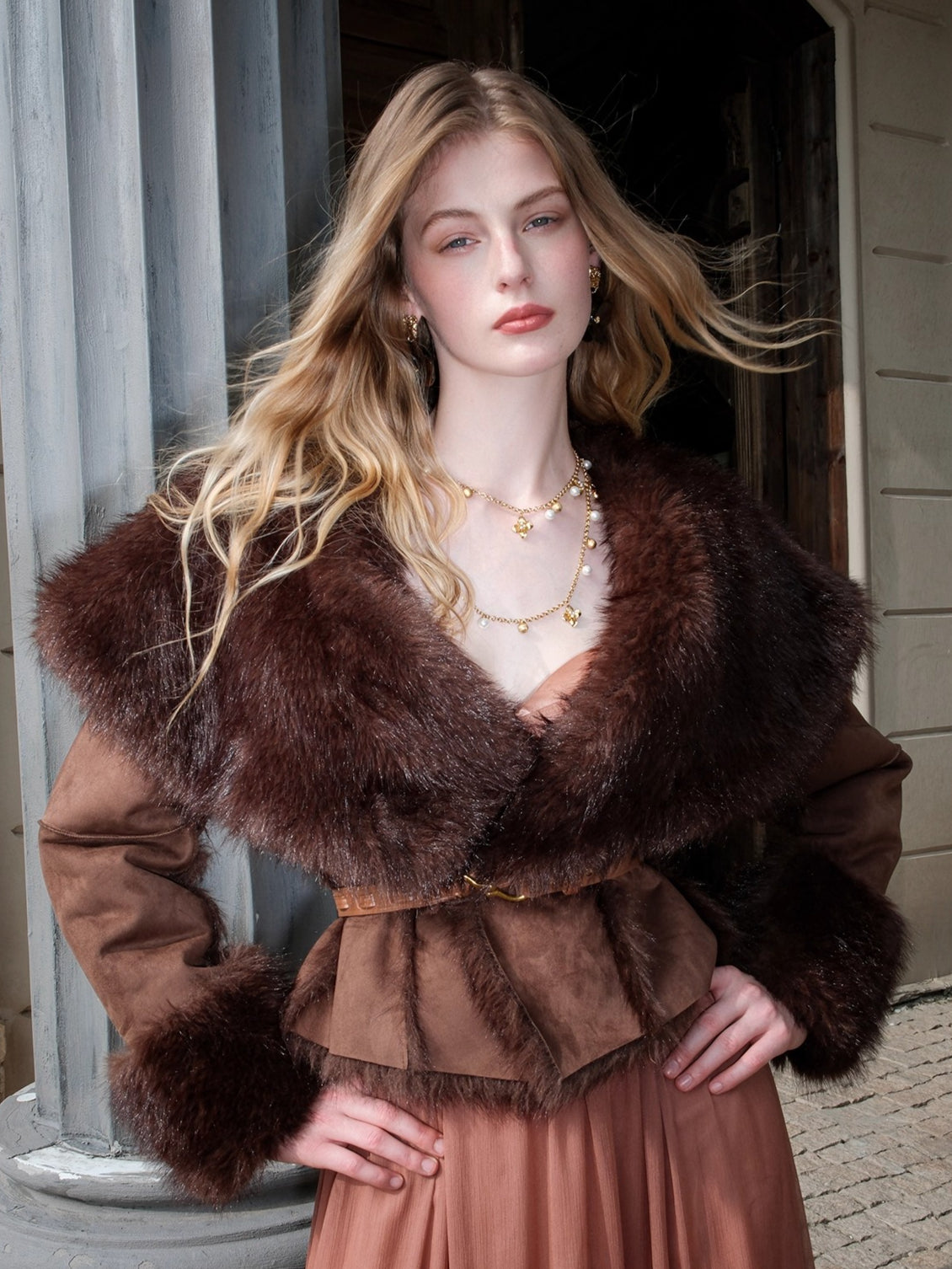 Mishka Faux Shearling Suede Cropped Jacket