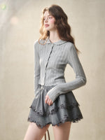 Embroidered Wool Hollow Cardigan & Tank Top Set