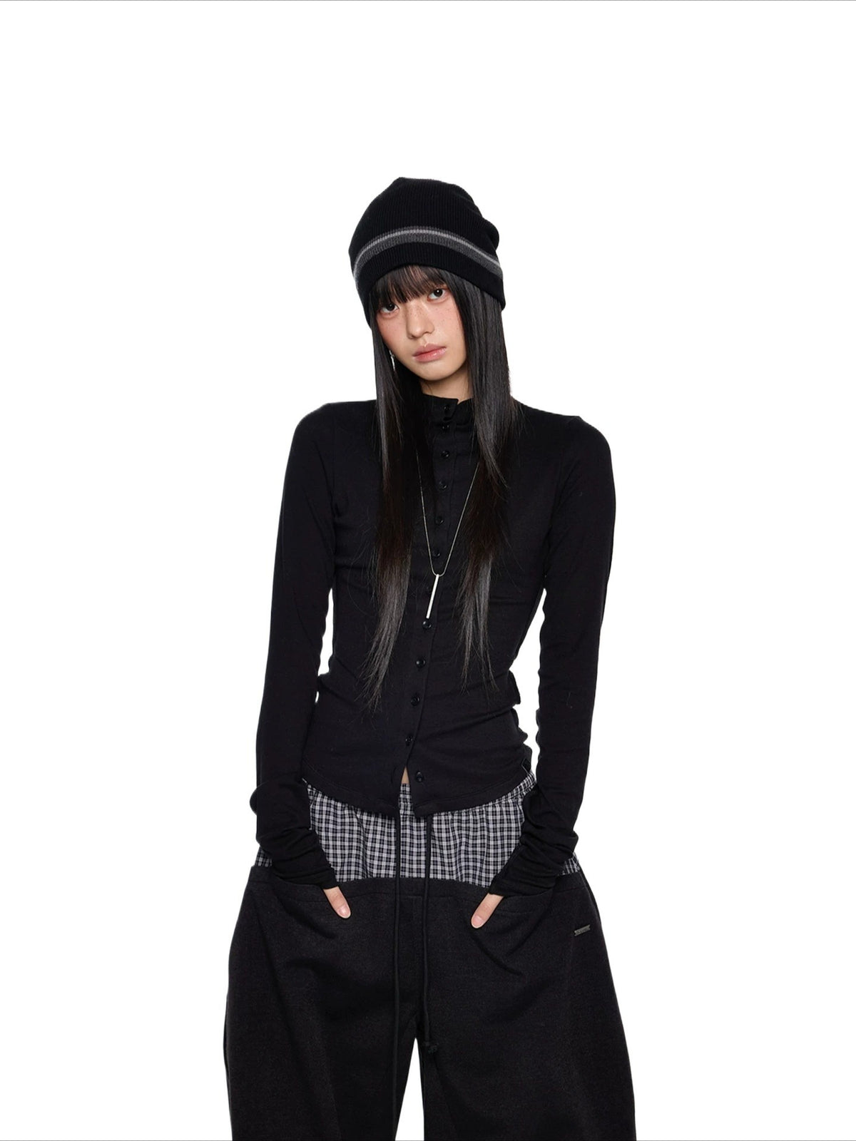 Slim Pleated Long Sleeve Top