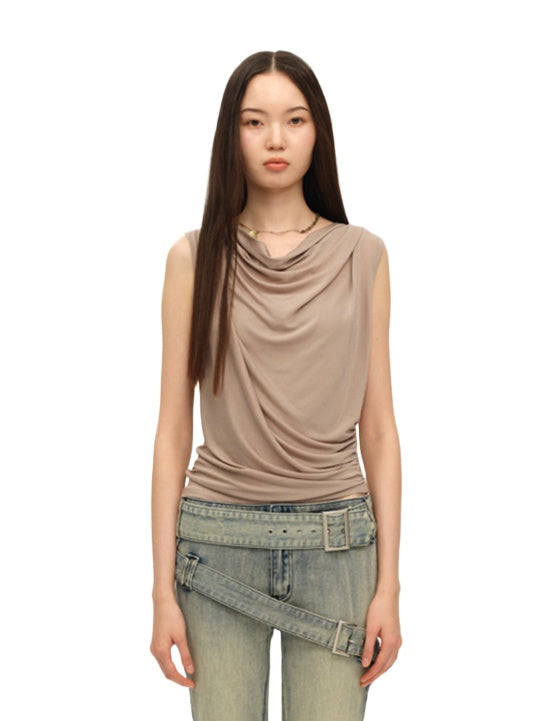 Draped Backless Beaded Cami