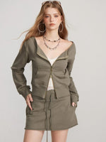 Zip Sweatshirt Skirt Two Piece Set