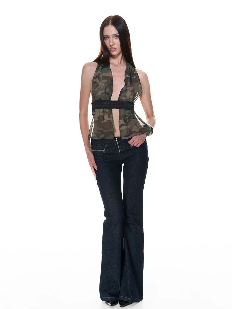 Sheer Organza Halter Top