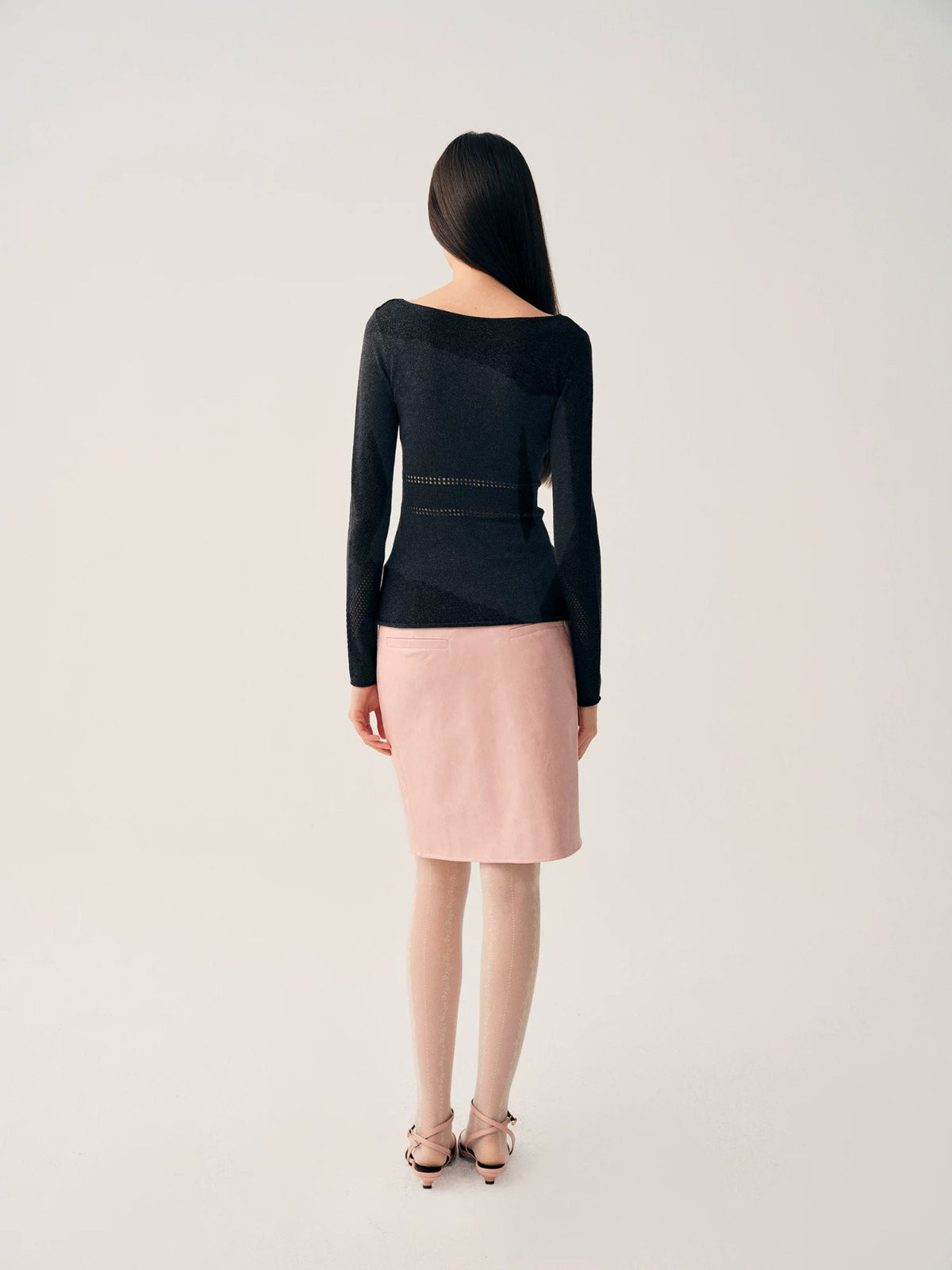 Hollow Knit Long Sleeve Top