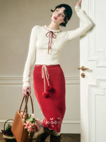 Warm Fabric Color Block Sweater & Skirt Set