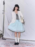 French Bow Trim Knit Cardigan