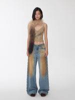 Ombre Shearling Wool Long Scarf